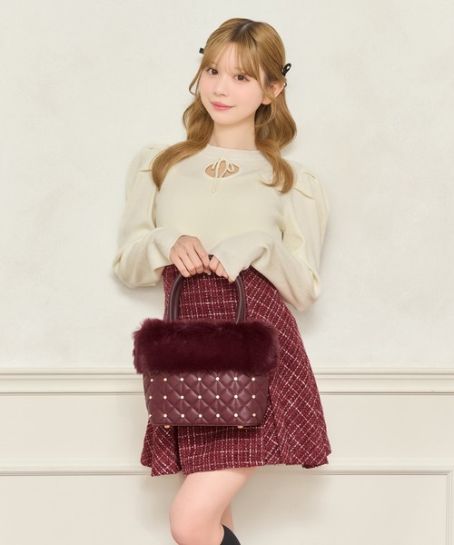 apres jour(アプレジュール)の「【apres jour×ARIAZ】キルティングビジューファーバッグ【ZOZOTOWN限定アイテム】(ショルダーバッグ・レディース・ブラック/ベビーピンク/ベージュ/ホワイト/ボルドー・FREE)」の10枚目の写真
