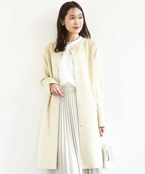 セール】フェイクスウェードノーカラーコート/洗える（ノーカラー