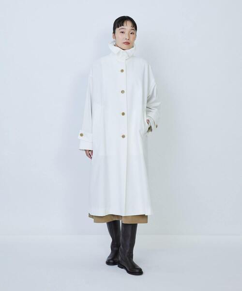 オフホワイトステンカラーコート グランジコットンポプリンステンカラーコート（ステンカラーコート