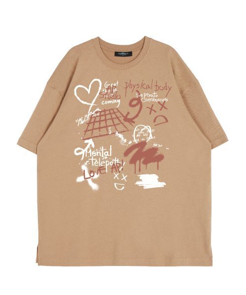 ASTRAL PROJECTION(アストラルプロジェクション)の「フロントアストラルグラフィティラウンドネック15番手綿半袖Tシャツ_ベージュ(Tシャツ/カットソー・レディース・その他・MEDIUM/X-LARGE/LARGE)」の2枚目の写真