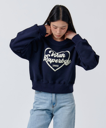クロップフォーミングスウェットシャツ-ネイビー