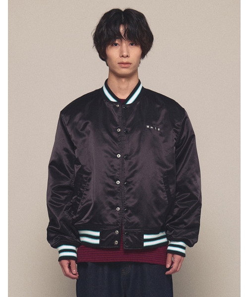 [Mmlg] CPC SATIN VARSITY JACKET (BLACK)