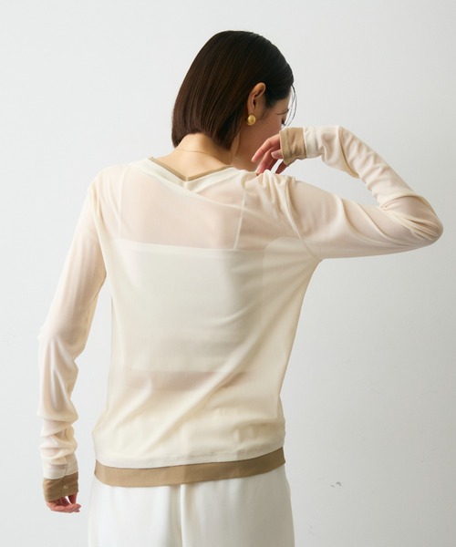 Trish(トリッシュ)の「パワーメッシュレイヤード風シアープルオーバー(Tシャツ/カットソー・レディース・チャコールグレー/ブラウン/アイボリー・FREE)」の10枚目の写真