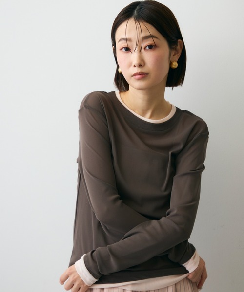 Trish(トリッシュ)の「パワーメッシュレイヤード風シアープルオーバー(Tシャツ/カットソー・レディース・チャコールグレー/ブラウン/アイボリー・FREE)」の17枚目の写真