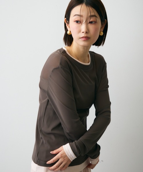 Trish(トリッシュ)の「パワーメッシュレイヤード風シアープルオーバー(Tシャツ/カットソー・レディース・チャコールグレー/ブラウン/アイボリー・FREE)」の18枚目の写真