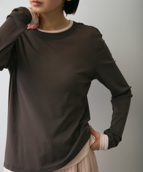 Trish(トリッシュ)の「パワーメッシュレイヤード風シアープルオーバー(Tシャツ/カットソー・レディース・チャコールグレー/ブラウン/アイボリー・FREE)」の20枚目の写真