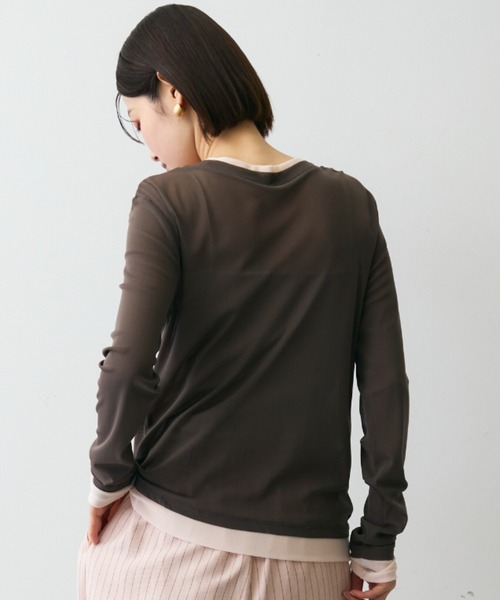Trish(トリッシュ)の「パワーメッシュレイヤード風シアープルオーバー(Tシャツ/カットソー・レディース・チャコールグレー/ブラウン/アイボリー・FREE)」の22枚目の写真