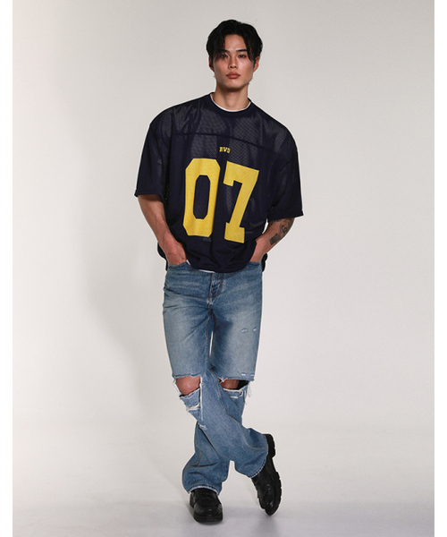 RVD(アールブイディー)の「(07キャンペーン) メッシレイヤードジャージセミクロップ半袖Tシャツ (イェールネイビー)(Tシャツ/カットソー・メンズ・その他・LARGE/X-LARGE)」の2枚目の写真