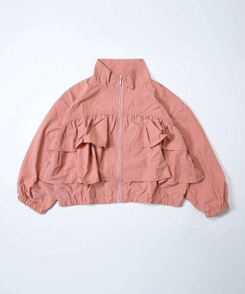 MAKE YOUR DAY（メイクユアデイ）の「ティアードフリルナイロンブルソン■80～140cm（ナイロンジャケット・キッズ・サーモンピンク/ベージュ/サックスブルー・80/90/100/110/120/130/140）」の3枚目の写真