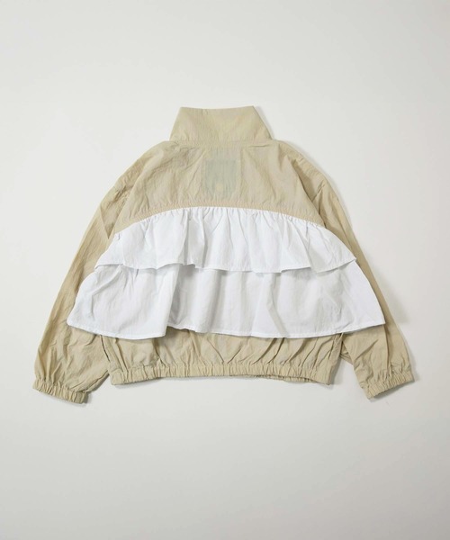 MAKE YOUR DAY（メイクユアデイ）の「ティアードフリルナイロンブルソン■80～140cm（ナイロンジャケット・キッズ・サーモンピンク/ベージュ/サックスブルー・80/90/100/110/120/130/140）」の4枚目の写真