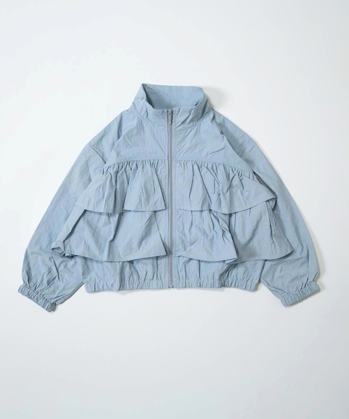 MAKE YOUR DAY（メイクユアデイ）の「ティアードフリルナイロンブルソン■80～140cm（ナイロンジャケット・キッズ・サーモンピンク/ベージュ/サックスブルー・80/90/100/110/120/130/140）」の5枚目の写真