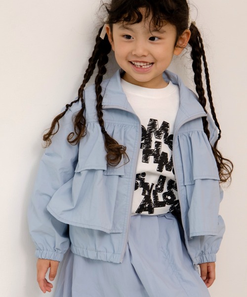MAKE YOUR DAY（メイクユアデイ）の「ティアードフリルナイロンブルソン■80～140cm（ナイロンジャケット・キッズ・サーモンピンク/ベージュ/サックスブルー・80/90/100/110/120/130/140）」の8枚目の写真