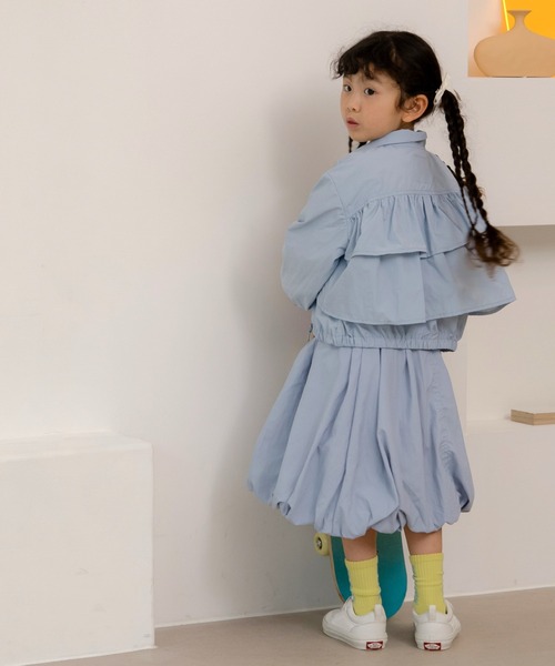 MAKE YOUR DAY（メイクユアデイ）の「ティアードフリルナイロンブルソン■80～140cm（ナイロンジャケット・キッズ・サーモンピンク/ベージュ/サックスブルー・80/90/100/110/120/130/140）」の13枚目の写真