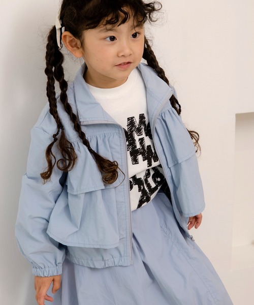 MAKE YOUR DAY（メイクユアデイ）の「ティアードフリルナイロンブルソン■80～140cm（ナイロンジャケット・キッズ・サーモンピンク/ベージュ/サックスブルー・80/90/100/110/120/130/140）」の15枚目の写真