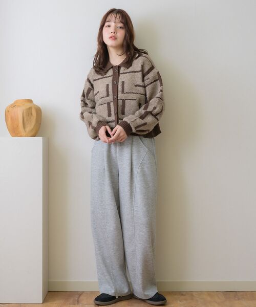 RETRO GIRL（レトロガール）の「ツイード風襟付きカーデ（カーディガン/ボレロ・レディース・ナチュラル/ライトグレー/ブラウン・FREE）」の6枚目の写真