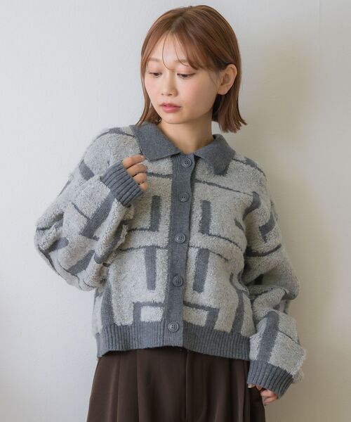 RETRO GIRL（レトロガール）の「ツイード風襟付きカーデ（カーディガン/ボレロ・レディース・ナチュラル/ライトグレー/ブラウン・FREE）」の19枚目の写真