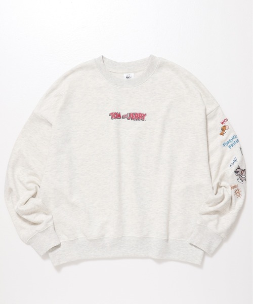 Tom&Jerry(トムアンドジェリー)の「【TOM&JERRY/トムとジェリー】裏毛袖プリントクルーネックトレーナー(WIDE)(スウェット・レディース・オフホワイト/ブラック/パープル/オートミール・LARGE/MEDIUM)」の10枚目の写真