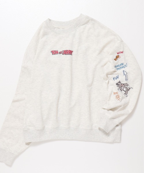 Tom&Jerry(トムアンドジェリー)の「【TOM&JERRY/トムとジェリー】裏毛袖プリントクルーネックトレーナー(WIDE)(スウェット・レディース・オフホワイト/ブラック/パープル/オートミール・LARGE/MEDIUM)」の11枚目の写真