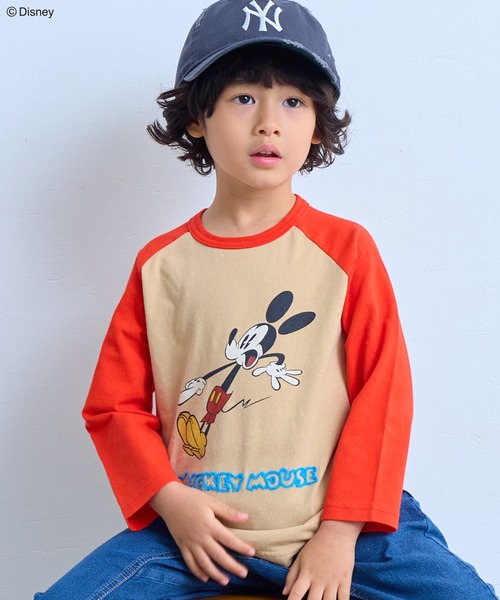 Disney】ミッキーマウス/ラグランロンT（Tシャツ/カットソー