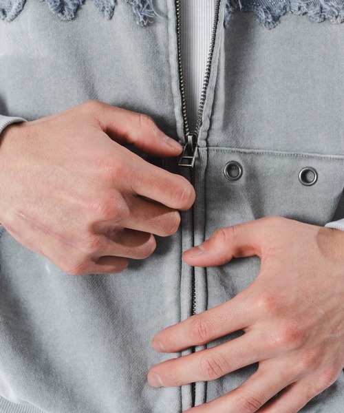 SHORT ROUND(ショートラウンド)の「SHORT ROUND/【26年春新作】ブリーチハトメZIPパーカー(パーカー・メンズ・グレー/ブラック系その他・MEDIUM/LARGE)」の11枚目の写真