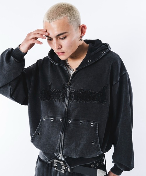 SHORT ROUND(ショートラウンド)の「SHORT ROUND/【26年春新作】ブリーチハトメZIPパーカー(パーカー・メンズ・グレー/ブラック系その他・MEDIUM/LARGE)」の15枚目の写真