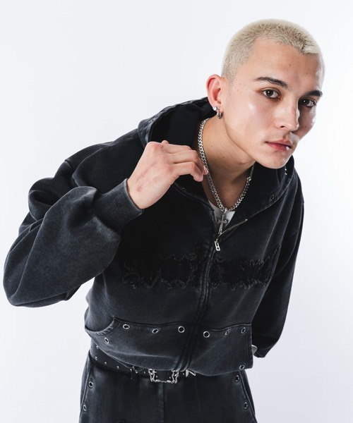 SHORT ROUND(ショートラウンド)の「SHORT ROUND/【26年春新作】ブリーチハトメZIPパーカー(パーカー・メンズ・グレー/ブラック系その他・MEDIUM/LARGE)」の17枚目の写真