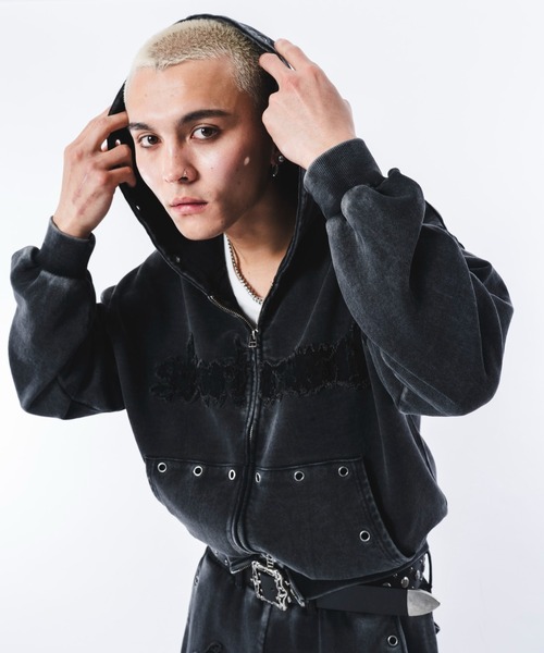 SHORT ROUND(ショートラウンド)の「SHORT ROUND/【26年春新作】ブリーチハトメZIPパーカー(パーカー・メンズ・グレー/ブラック系その他・MEDIUM/LARGE)」の18枚目の写真