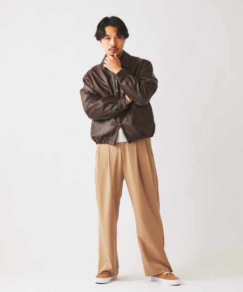 JOURNAL STANDARD relume(ジャーナルスタンダード レリューム)の「ラムレザー ジップジャケット(ライダースジャケット・メンズ・ブラック/ブラウン・MEDIUM/LARGE)」の4枚目の写真