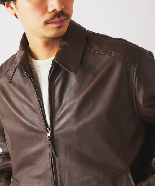 JOURNAL STANDARD relume(ジャーナルスタンダード レリューム)の「ラムレザー ジップジャケット(ライダースジャケット・メンズ・ブラック/ブラウン・MEDIUM/LARGE)」の11枚目の写真