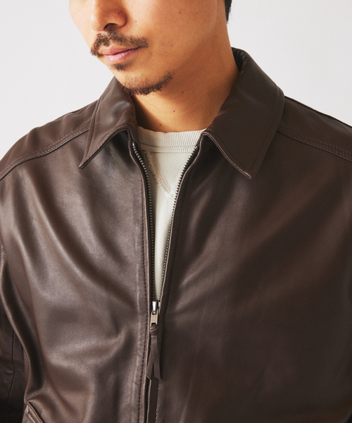 JOURNAL STANDARD relume(ジャーナルスタンダード レリューム)の「ラムレザー ジップジャケット(ライダースジャケット・メンズ・ブラック/ブラウン・MEDIUM/LARGE)」の13枚目の写真