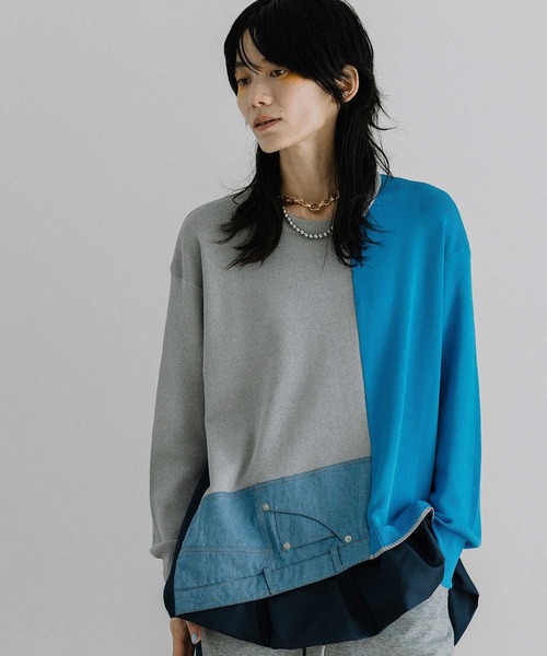 MARECHAL TERRE（マルシャルテル）の「レイヤードデザインニット（ニット/セーター・レディース・グレー/ネイビー/ブラック/アイボリー・MEDIUM）」の4枚目の写真