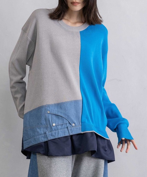 MARECHAL TERRE（マルシャルテル）の「レイヤードデザインニット（ニット/セーター・レディース・グレー/ネイビー/ブラック/アイボリー・MEDIUM）」の13枚目の写真