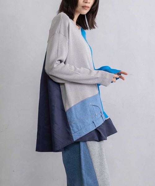 MARECHAL TERRE（マルシャルテル）の「レイヤードデザインニット（ニット/セーター・レディース・グレー/ネイビー/ブラック/アイボリー・MEDIUM）」の14枚目の写真