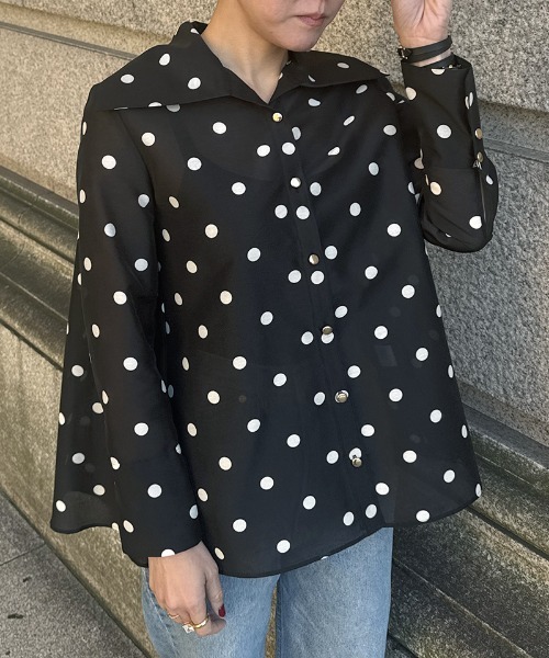 JENNE（ジェンヌ）の「日本製ラグジュアリードットブラウス（北陸生産生地）（その他トップス・レディース・ネイビー/ブラック/アイボリー・SMALL/MEDIUM/LARGE/X-LARGE）」の7枚目の写真