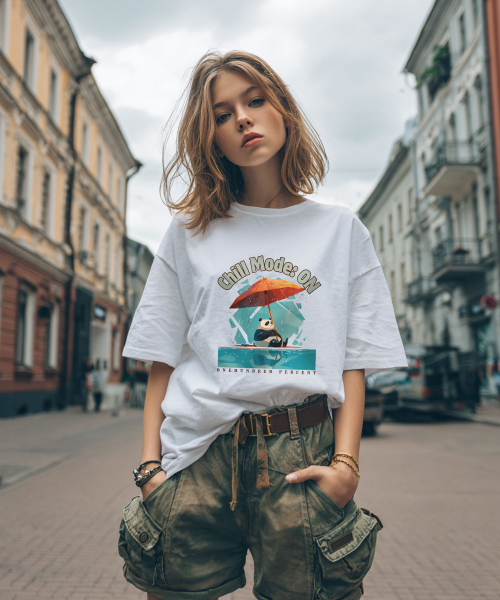 OHP(ワンハンドレッドパーセント)の「OHPxGOODD チルモードオン セミオーバー 半袖Tシャツ(Tシャツ/カットソー・メンズ・ホワイト/ブラック・LARGE/X-LARGE/XX-LARGE/XXX-LARGE/S(90)/M(95)/XXXX-LARGE)」の3枚目の写真