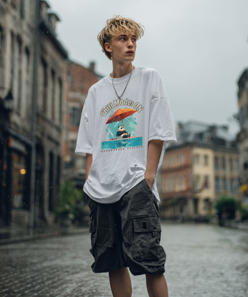 OHP(ワンハンドレッドパーセント)の「OHPxGOODD チルモードオン セミオーバー 半袖Tシャツ(Tシャツ/カットソー・メンズ・ホワイト/ブラック・LARGE/X-LARGE/XX-LARGE/XXX-LARGE/S(90)/M(95)/XXXX-LARGE)」の5枚目の写真