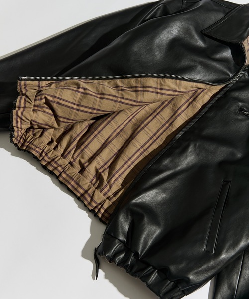 WETTEMPT(ウィテンプト)の「REVERSIBLE CHECK SYNTHETIC BLOUSON / リバーシブルチェック合皮ブルゾン(ブルゾン・メンズ・ブラック/ダークブラウン・SMALL/MEDIUM/LARGE)」の5枚目の写真