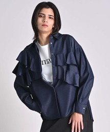 RAW FUDGE（ローファッジ）の「アシメフリルデニムシャツブラウス（シャツ/ブラウス）」