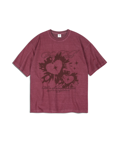 VENHIT(ベンヒット)の「ハートクラブ ピグメント半袖Tシャツ(Tシャツ/カットソー・レディース・ブルー/ライトピンク/チャコール・LARGE/MEDIUM/X-LARGE)」の3枚目の写真