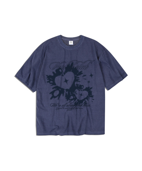 VENHIT(ベンヒット)の「ハートクラブ ピグメント半袖Tシャツ(Tシャツ/カットソー・レディース・ブルー/ライトピンク/チャコール・LARGE/MEDIUM/X-LARGE)」の2枚目の写真