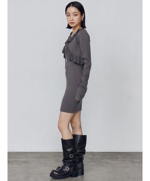 EMODA(エモダ)の「クロップドカーディガンセットアップ(ワンピース・レディース・ブラック/グレー・FREE)」の14枚目の写真