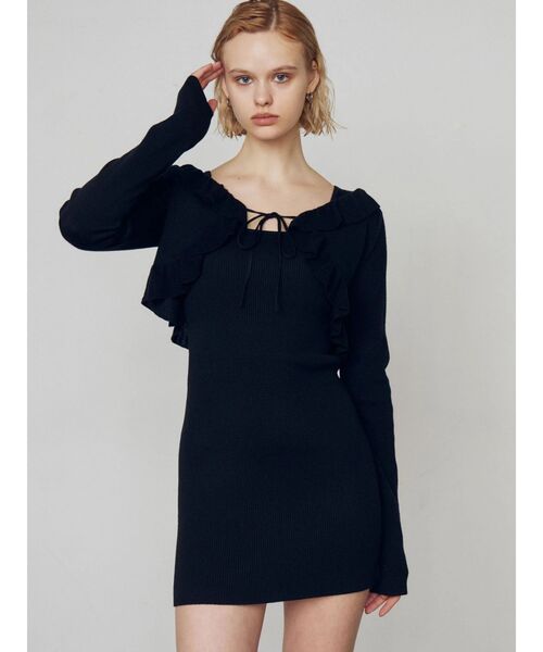 EMODA(エモダ)の「クロップドカーディガンセットアップ(ワンピース・レディース・ブラック/グレー・FREE)」の15枚目の写真