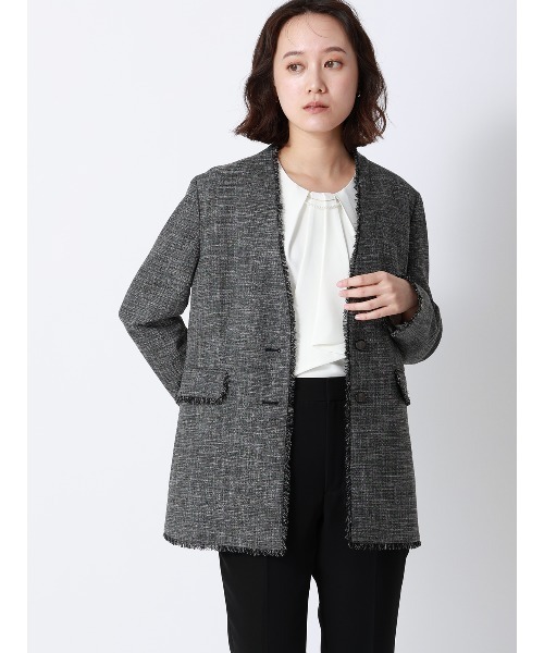 SUIT SQUARE（スーツスクエア）の「ラウンドネックブラウス 8分袖 ウォッシャブル NIR＋UVカット 無地 メタルパーツ（シャツ/ブラウス・レディース・ベージュ/ネイビー/イエロー/サックスブルー/オフホワイト・38(9号)/40(11号)）」の18枚目の写真