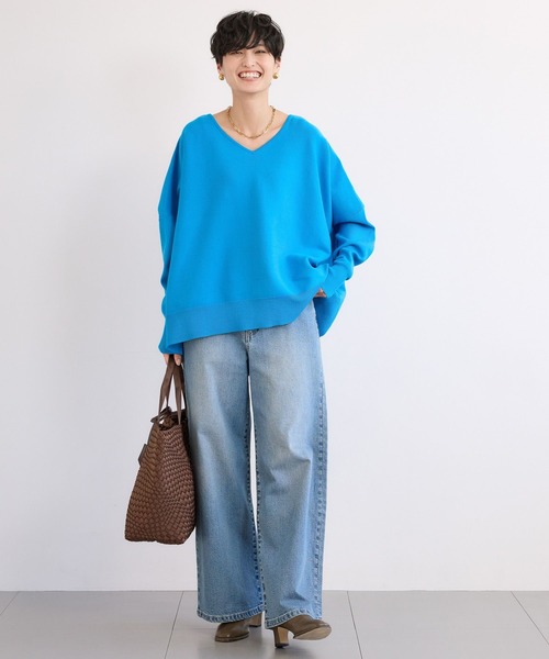 BARNYARDSTORM（バンヤードストーム）の「BARNYARDSTORM / ソフトVネックボリュームニット【WB限定カラー】（ニット/セーター・レディース・ライトブルー/オレンジ/イエロー/ネイビー/グリーン/ホワイト・FREE）」の22枚目の写真