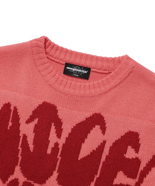 NICE GHOST CLUB(ナイスゴーストクラブ)の「MONSTER TEETH LOGO KNIT_PINK(NG2ESUK600A)(ニット/セーター・レディース・ピンク・M/S/L)」の3枚目の写真