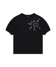 AAKAM（アーカム）の「Ribbed Star Ringer Top (Black)（Tシャツ/カットソー）」
