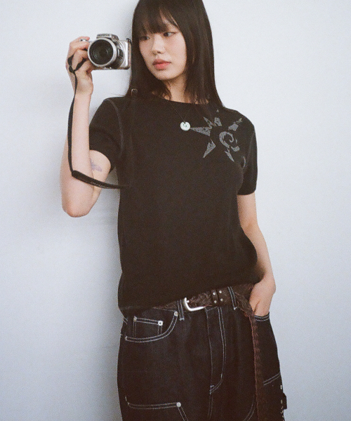 AAKAM(アーカム)の「Ribbed Star Ringer Top (Black)(Tシャツ/カットソー・レディース・その他・2/1)」の10枚目の写真