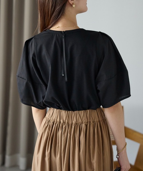 PREFERIR(プレフェリール)の「【体型カバー】コクーンスリーブTシャツ/五分袖・二の腕カバー(Tシャツ/カットソー・レディース・ホワイト/ブラック/ブラウン/チャコールグレー・FREE)」の13枚目の写真
