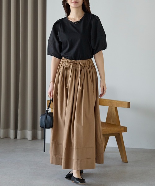 PREFERIR(プレフェリール)の「【体型カバー】コクーンスリーブTシャツ/五分袖・二の腕カバー(Tシャツ/カットソー・レディース・ホワイト/ブラック/ブラウン/チャコールグレー・FREE)」の15枚目の写真