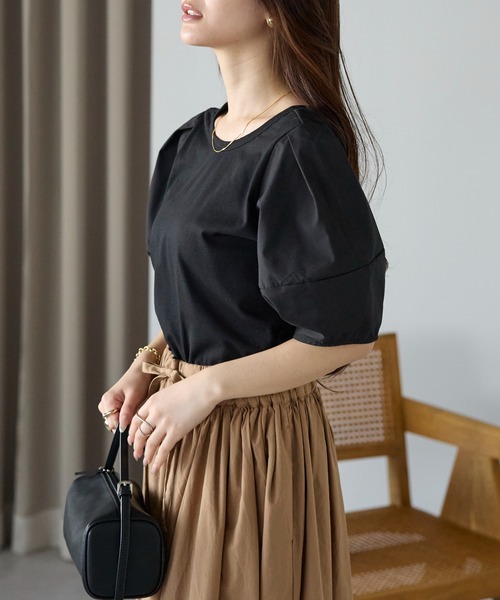 PREFERIR(プレフェリール)の「【体型カバー】コクーンスリーブTシャツ/五分袖・二の腕カバー(Tシャツ/カットソー・レディース・ホワイト/ブラック/ブラウン/チャコールグレー・FREE)」の8枚目の写真